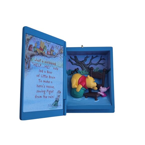 Vintage Winnie the Pooh Book Ornament “Rainy Day Rescue” Piglet & Pooh 1990s - Picture 2 of 10